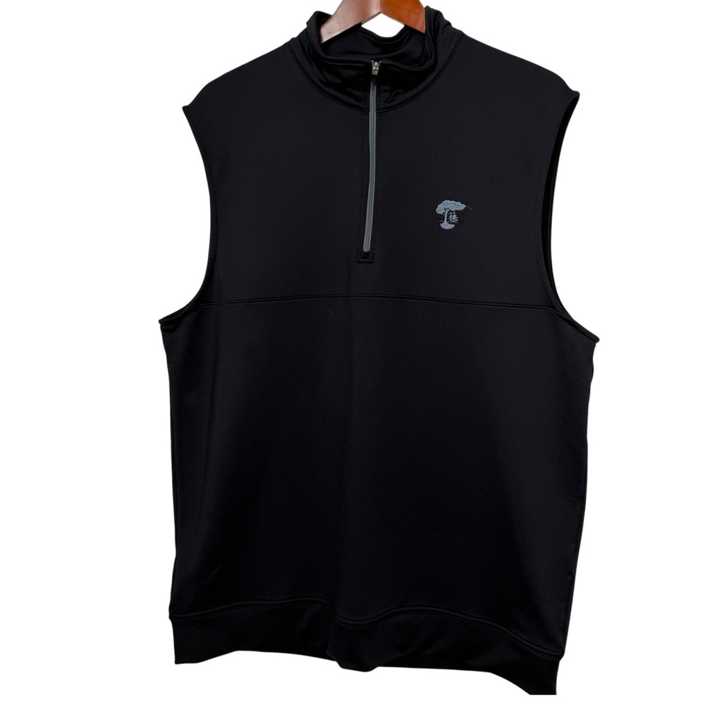Dunning Golf Mens Black Quarter Zip Sleeveless Vest Pullover L DN800722